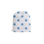 Polka Dots - Iceberg Blue on White Drawstring Pouch (S)