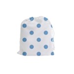 Polka Dots - Iceberg Blue on White Drawstring Pouch (M)