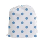 Polka Dots - Iceberg Blue on White Drawstring Pouch (XXl)
