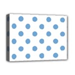 Polka Dots - Iceberg Blue on White Deluxe Canvas 16  x 12  (Stretched)