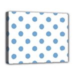 Polka Dots - Iceberg Blue on White Deluxe Canvas 20  x 16  (Stretched)