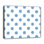 Polka Dots - Iceberg Blue on White Deluxe Canvas 24  x 20  (Stretched)