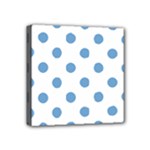 Polka Dots - Iceberg Blue on White Mini Canvas 4  x 4  (Stretched)
