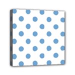Polka Dots - Iceberg Blue on White Mini Canvas 6  x 6  (Stretched)