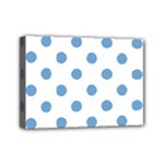 Polka Dots - Iceberg Blue on White Mini Canvas 7  x 5  (Stretched)