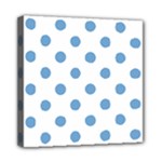 Polka Dots - Iceberg Blue on White Mini Canvas 8  x 8  (Stretched)