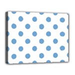Polka Dots - Iceberg Blue on White Canvas 14  x 11  (Stretched)