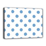 Polka Dots - Iceberg Blue on White Canvas 16  x 12  (Stretched)