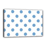 Polka Dots - Iceberg Blue on White Canvas 18  x 12  (Stretched)