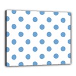 Polka Dots - Iceberg Blue on White Canvas 20  x 16  (Stretched)