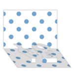 Polka Dots - Iceberg Blue on White LOVE Bottom 3D Greeting Card (7x5)