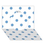 Polka Dots - Iceberg Blue on White Circle 3D Greeting Card (7x5)