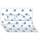Polka Dots - Iceberg Blue on White Merry Xmas 3D Greeting Card (8x4)
