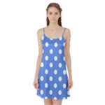 Polka Dots - White on Cornflower Blue Satin Night Slip