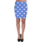 Polka Dots - White on Cornflower Blue Bodycon Skirt