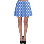 Polka Dots - White on Cornflower Blue Skater Skirt