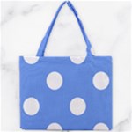 Polka Dots - White on Cornflower Blue Mini Tote Bag