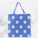 Polka Dots - White on Cornflower Blue Grocery Tote Bag