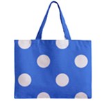 Polka Dots - White on Cornflower Blue Zipper Mini Tote Bag