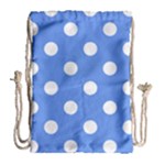 Polka Dots - White on Cornflower Blue Drawstring Bag (Large)