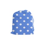 Polka Dots - White on Cornflower Blue Drawstring Pouch (M)