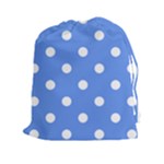 Polka Dots - White on Cornflower Blue Drawstring Pouch (XXl)