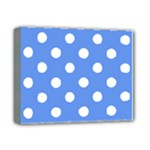 Polka Dots - White on Cornflower Blue Deluxe Canvas 14  x 11  (Stretched)