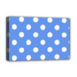 Polka Dots - White on Cornflower Blue Deluxe Canvas 18  x 12  (Stretched)