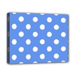 Polka Dots - White on Cornflower Blue Canvas 10  x 8  (Stretched)