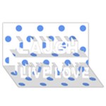 Polka Dots - Cornflower Blue on White Laugh Live Love 3D Greeting Card (8x4)