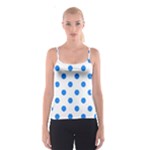 Polka Dots - Dodger Blue on White Spaghetti Strap Top