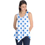Polka Dots - Dodger Blue on White Sleeveless Tunic