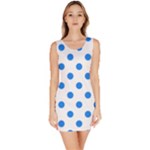 Polka Dots - Dodger Blue on White Bodycon Dress