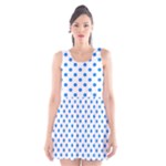 Polka Dots - Dodger Blue on White Scoop Neck Skater Dress