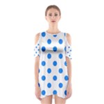 Polka Dots - Dodger Blue on White Women s Cutout Shoulder Dress