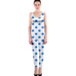 Polka Dots - Dodger Blue on White OnePiece Catsuit