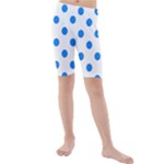 Polka Dots - Dodger Blue on White Kid s Mid Length Swim Shorts