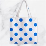 Polka Dots - Dodger Blue on White Zipper Grocery Tote Bag
