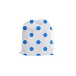 Polka Dots - Dodger Blue on White Drawstring Pouch (S)
