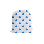 Polka Dots - Dodger Blue on White Drawstring Pouch (M)