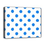 Polka Dots - Dodger Blue on White Deluxe Canvas 20  x 16  (Stretched)