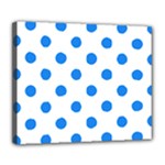 Polka Dots - Dodger Blue on White Deluxe Canvas 24  x 20  (Stretched)