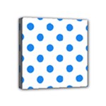 Polka Dots - Dodger Blue on White Mini Canvas 4  x 4  (Stretched)
