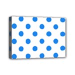 Polka Dots - Dodger Blue on White Mini Canvas 7  x 5  (Stretched)