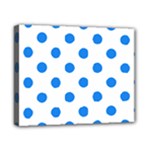 Polka Dots - Dodger Blue on White Canvas 10  x 8  (Stretched)
