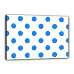 Polka Dots - Dodger Blue on White Canvas 18  x 12  (Stretched)