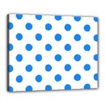 Polka Dots - Dodger Blue on White Canvas 20  x 16  (Stretched)
