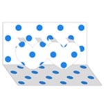 Polka Dots - Dodger Blue on White Twin Hearts 3D Greeting Card (8x4)