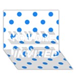 Polka Dots - Dodger Blue on White YOU ARE INVITED 3D Greeting Card (7x5)
