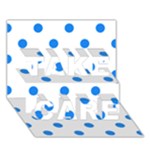 Polka Dots - Dodger Blue on White TAKE CARE 3D Greeting Card (7x5)